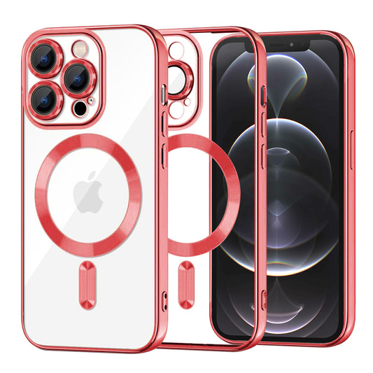 MagSafe Case for Apple iPhone 12 Pro, Techsuit, Luxury Crystal, Red