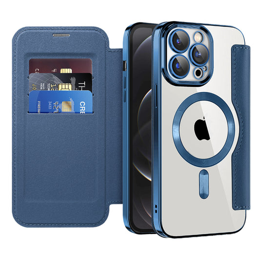 Custodia MagSafe per Apple iPhone 12 Pro, Techsuit, SmartMag Book, Blu
