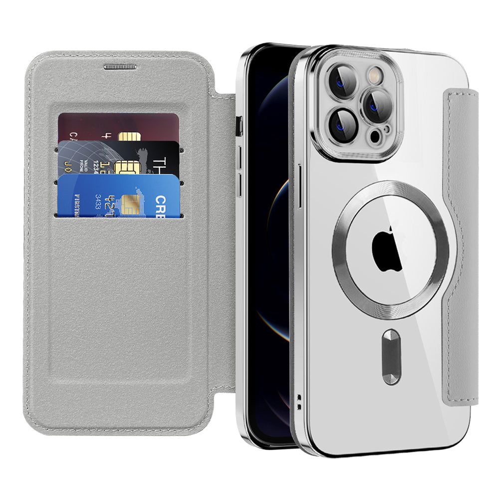 Custodia MagSafe per Apple iPhone 12 Pro, Techsuit, SmartMag Book, Grigio