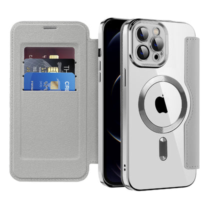 Custodia MagSafe per Apple iPhone 12 Pro, Techsuit, SmartMag Book, Grigio