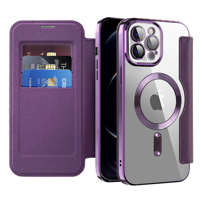 Custodia MagSafe per Apple iPhone 12 Pro, Techsuit, SmartMag Book, Viola