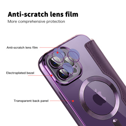 Custodia MagSafe per Apple iPhone 12 Pro, Techsuit, SmartMag Book, Viola