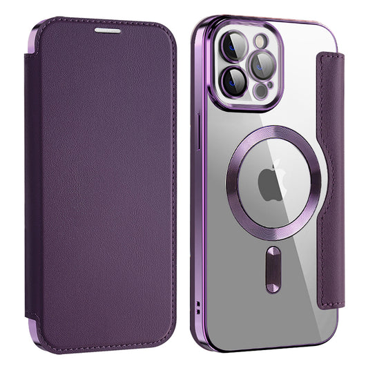 Custodia MagSafe per Apple iPhone 12 Pro, Techsuit, SmartMag Book, Viola