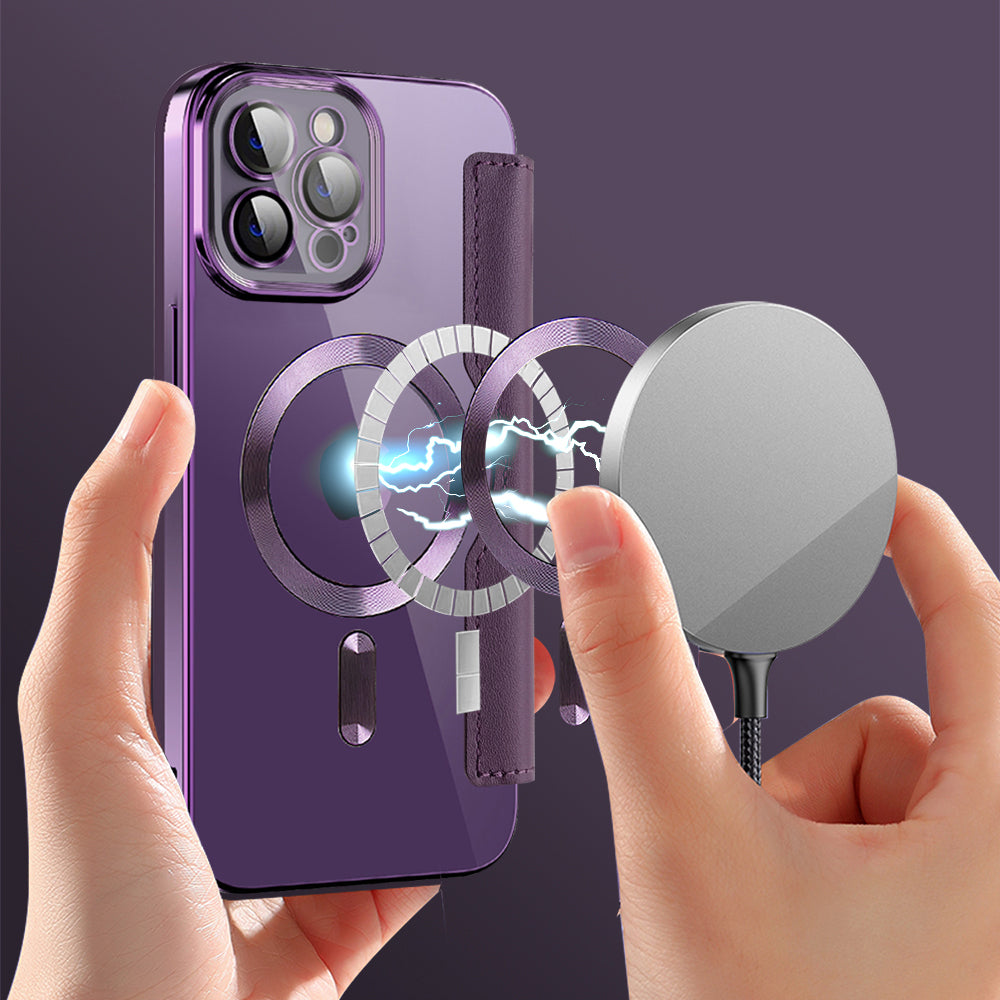 Custodia MagSafe per Apple iPhone 12 Pro, Techsuit, SmartMag Book, Viola
