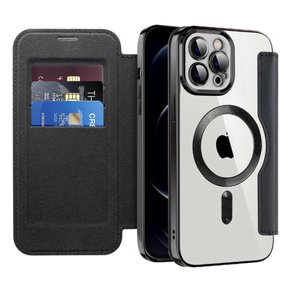 Custodia MagSafe per Apple iPhone 12 Pro, Techsuit, SmartMag Book, Nera