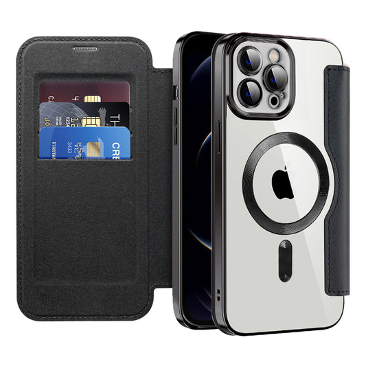 Custodia MagSafe per Apple iPhone 12 Pro, Techsuit, SmartMag Book, Nera