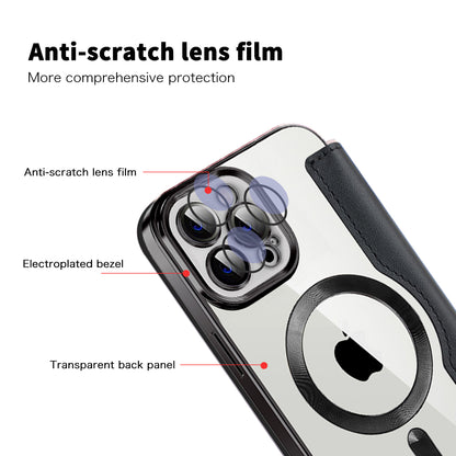 Custodia MagSafe per Apple iPhone 12 Pro, Techsuit, SmartMag Book, Nera