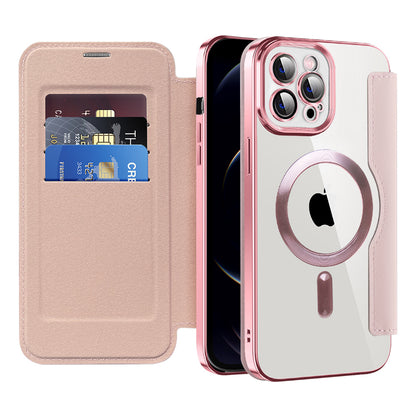 Custodia MagSafe per Apple iPhone 12 Pro, Techsuit, SmartMag Book, Rosa