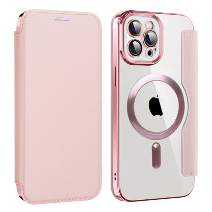 Custodia MagSafe per Apple iPhone 12 Pro, Techsuit, SmartMag Book, Rosa
