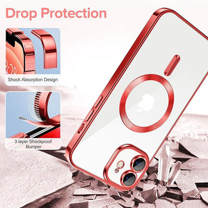 MagSafe Case for Apple iPhone 12, Techsuit, Luxury Crystal, Red