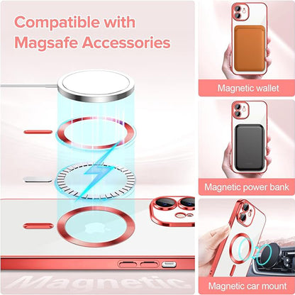 MagSafe Case for Apple iPhone 12, Techsuit, Luxury Crystal, Red
