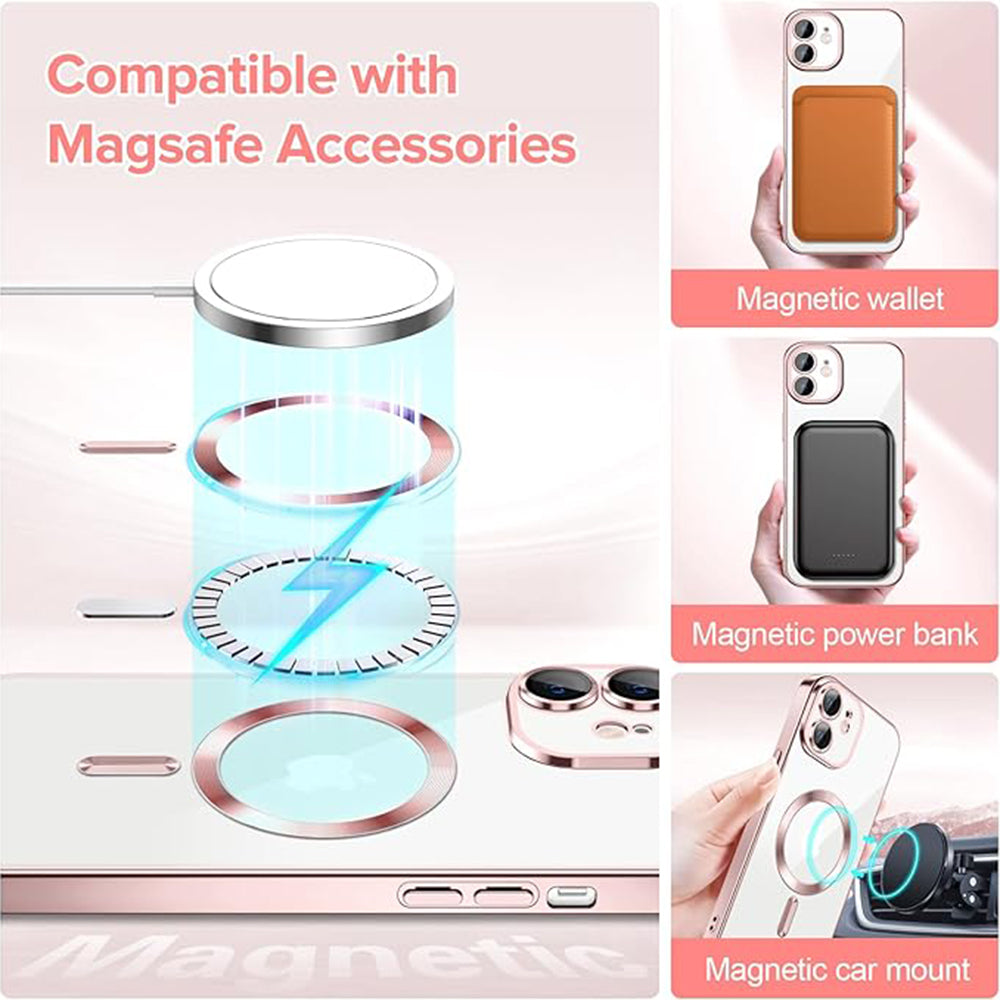 MagSafe Case for Apple iPhone 12, Techsuit, Luxury Crystal, Pink