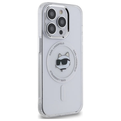 Custodia MagSafe per Apple iPhone 13 Pro, Karl Lagerfeld, IML Metal Choupette's Head, Bianca