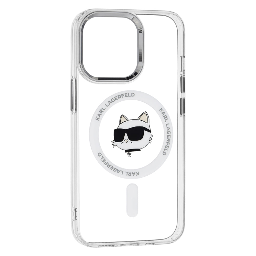 Custodia MagSafe per Apple iPhone 13 Pro Max, Karl Lagerfeld, IML Metal Choupette's Head, Bianca