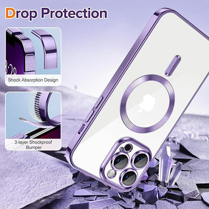Custodia MagSafe per Apple iPhone 13 Pro Max, Techsuit, Luxury Crystal, Viola Chiaro