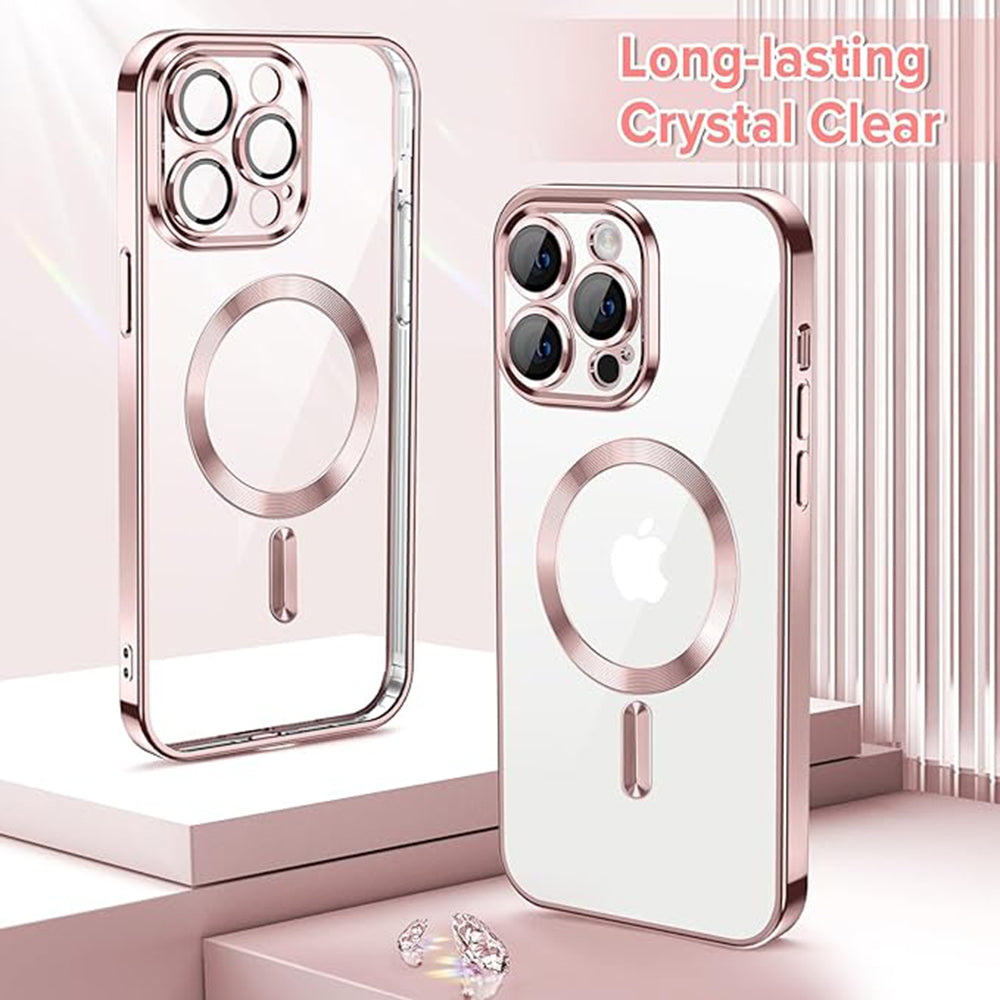 Custodia MagSafe per Apple iPhone 13 Pro Max, Techsuit, Luxury Crystal, Rosa