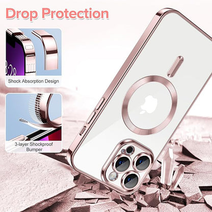 Custodia MagSafe per Apple iPhone 13 Pro Max, Techsuit, Luxury Crystal, Rosa