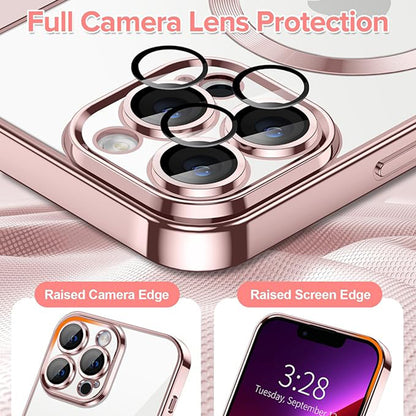Custodia MagSafe per Apple iPhone 13 Pro Max, Techsuit, Luxury Crystal, Rosa