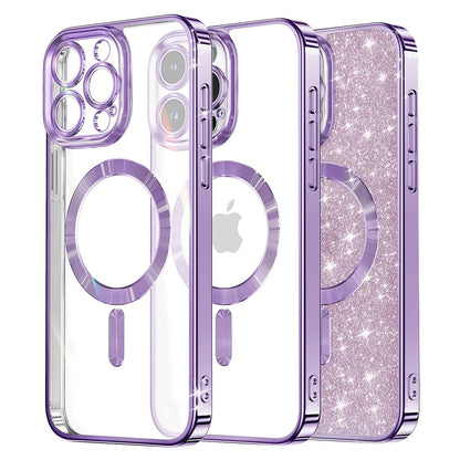 Custodia MagSafe per Apple iPhone 13 Pro Max, Techsuit, Luxury Glitter, Viola Chiaro