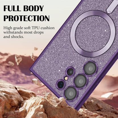 Custodia MagSafe per Apple iPhone 13 Pro Max, Techsuit, Luxury Glitter, Viola Chiaro