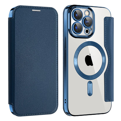 Custodia MagSafe per Apple iPhone 13 Pro Max, Techsuit, SmartMag Book, Blu