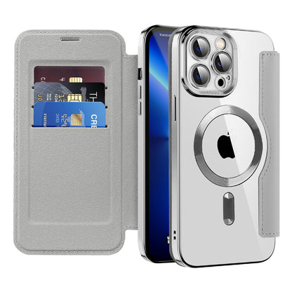 Custodia MagSafe per Apple iPhone 13 Pro Max, Techsuit, SmartMag Book, Grigio