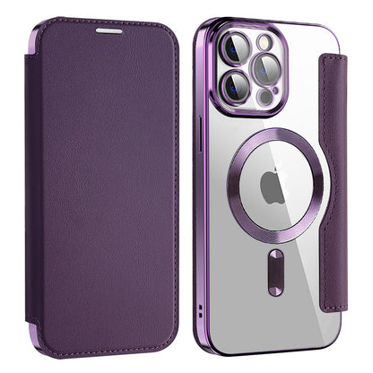 Custodia MagSafe per Apple iPhone 13 Pro Max, Techsuit, SmartMag Book, Viola