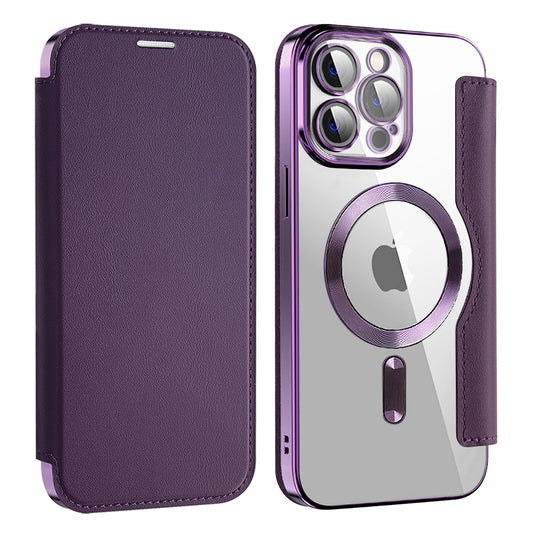 Custodia MagSafe per Apple iPhone 13 Pro Max, Techsuit, SmartMag Book, Viola