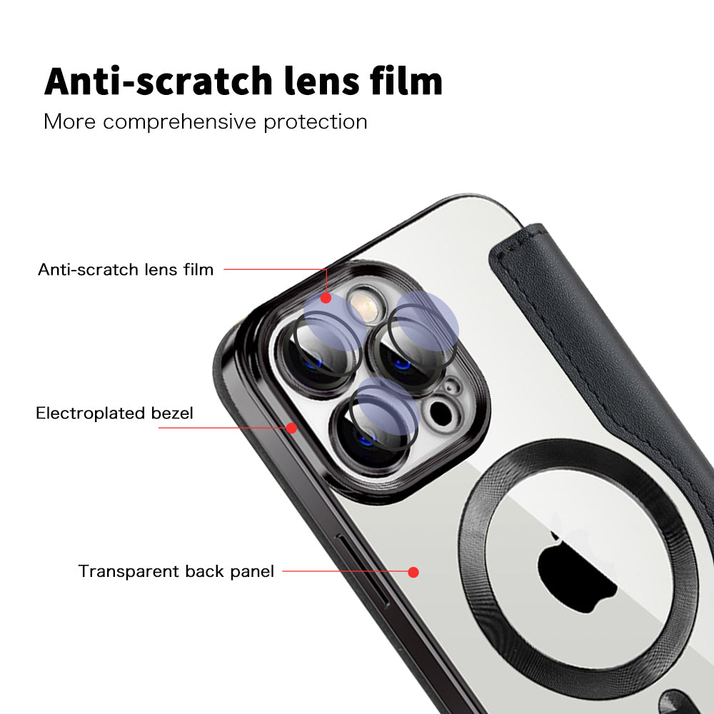 Custodia MagSafe per Apple iPhone 13 Pro Max, Techsuit, SmartMag Book, Nera