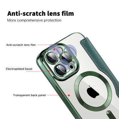 Custodia MagSafe per Apple iPhone 13 Pro Max, Techsuit, SmartMag Book, Verde