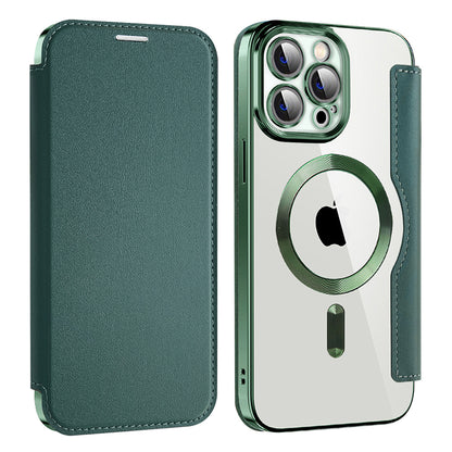 Custodia MagSafe per Apple iPhone 13 Pro Max, Techsuit, SmartMag Book, Verde