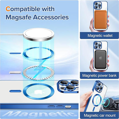 Custodia MagSafe per Apple iPhone 13 Pro, Techsuit, Luxury Crystal, Blu Scuro