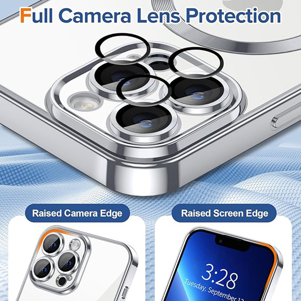 Custodia MagSafe per Apple iPhone 13 Pro, Techsuit, Luxury Crystal, Argento