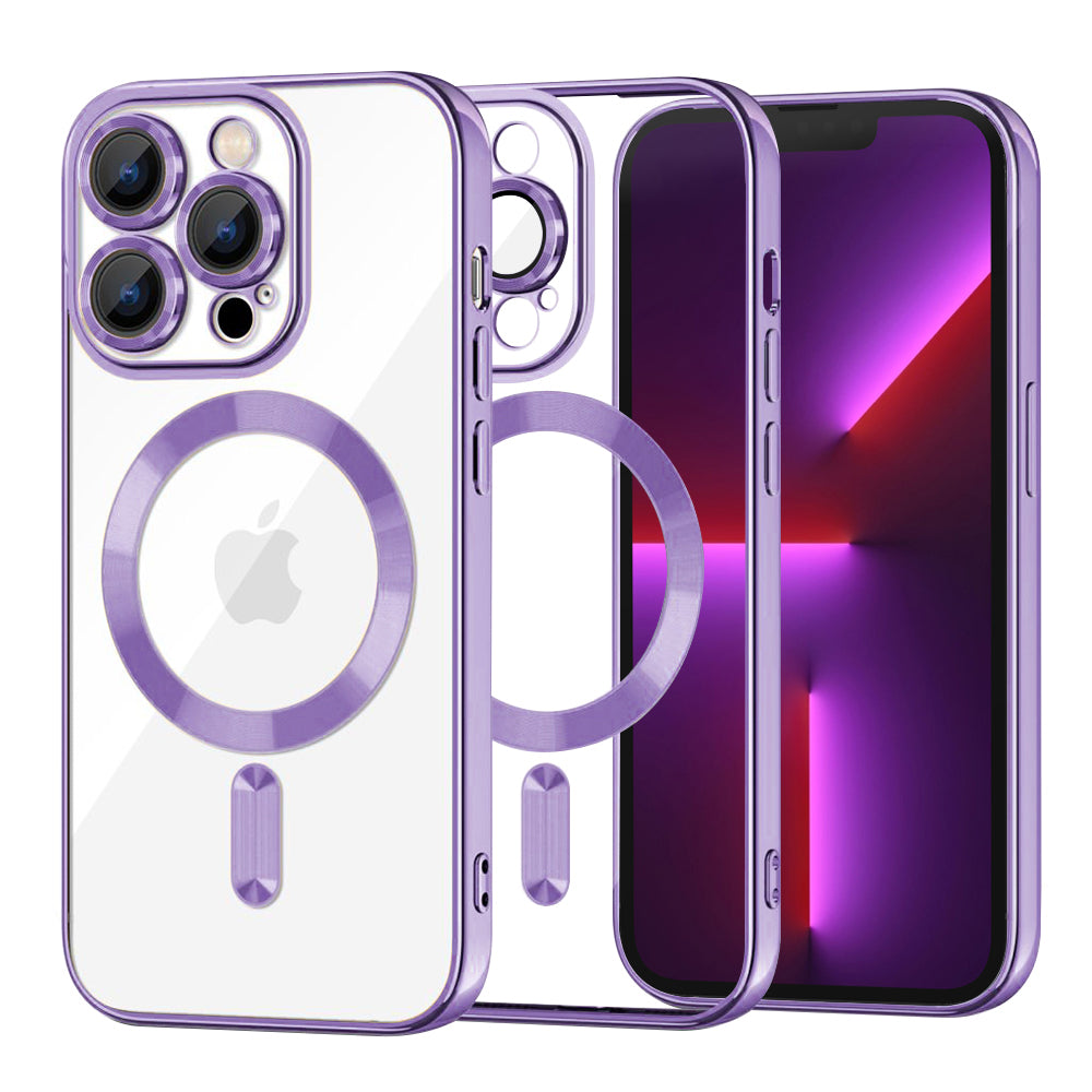 Custodia MagSafe per Apple iPhone 13 Pro, Techsuit, Luxury Crystal, Viola Chiaro