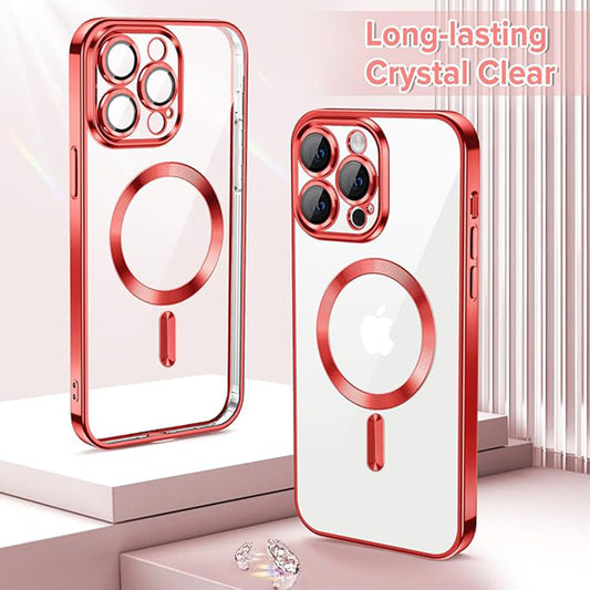 Custodia MagSafe per Apple iPhone 13 Pro, Techsuit, Luxury Crystal, Rossa