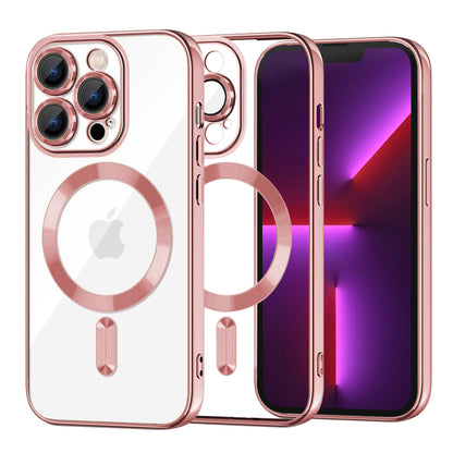 Custodia MagSafe per Apple iPhone 13 Pro, Techsuit, Luxury Crystal, Rosa