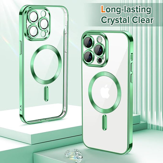 MagSafe Case for Apple iPhone 13 Pro, Techsuit, Luxury Crystal, Light Green