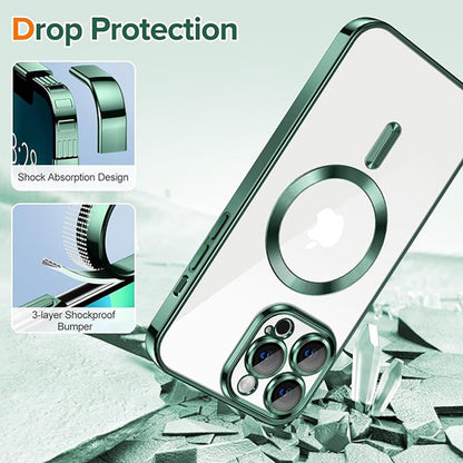 Custodia MagSafe per Apple iPhone 13 Pro, Techsuit, Luxury Crystal, Verde Scuro