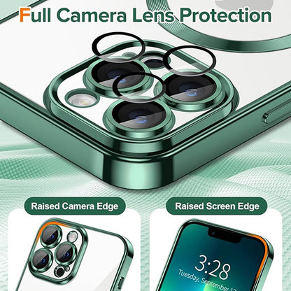 Custodia MagSafe per Apple iPhone 13 Pro, Techsuit, Luxury Crystal, Verde Scuro
