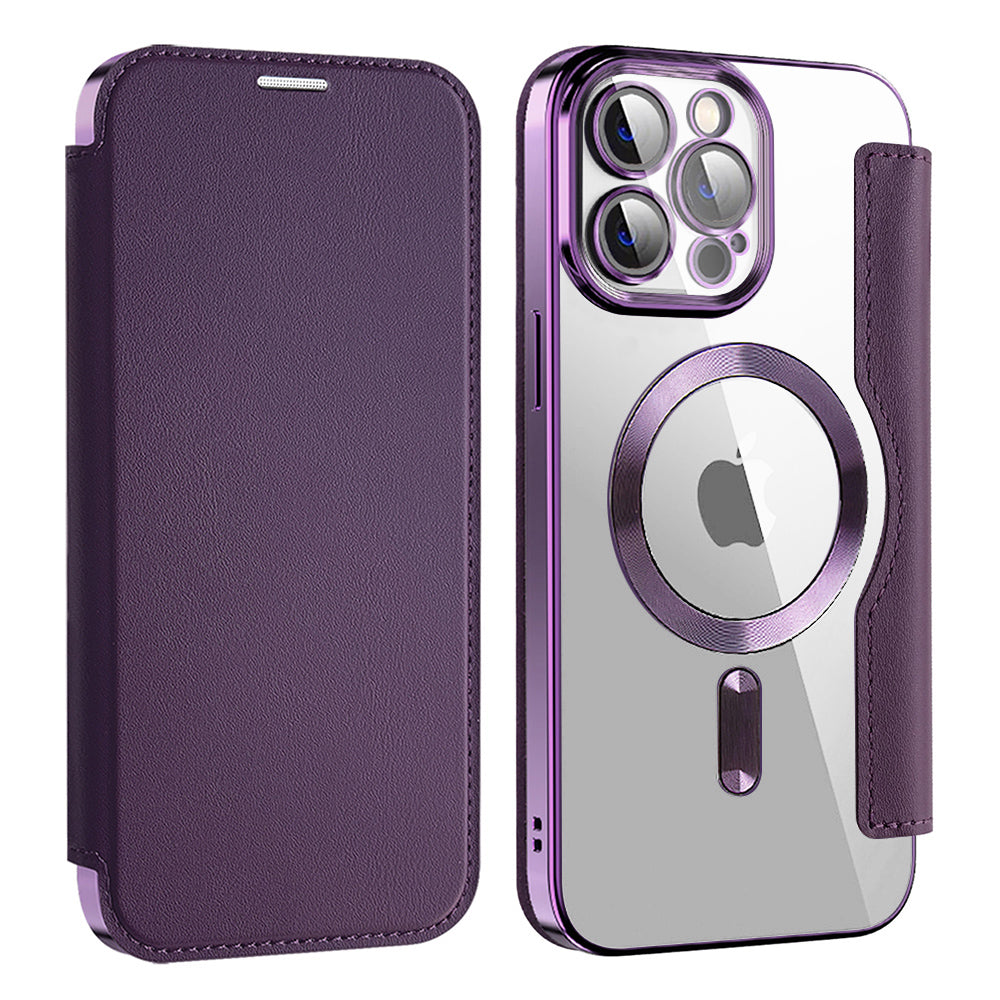 Custodia MagSafe per Apple iPhone 13 Pro, Techsuit, SmartMag Book, Viola