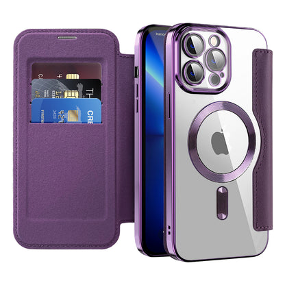 Custodia MagSafe per Apple iPhone 13 Pro, Techsuit, SmartMag Book, Viola