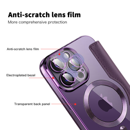 Custodia MagSafe per Apple iPhone 13 Pro, Techsuit, SmartMag Book, Viola