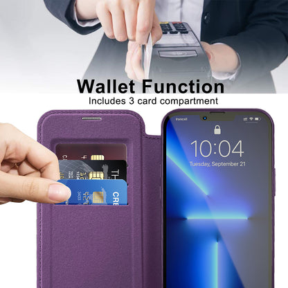Custodia MagSafe per Apple iPhone 13 Pro, Techsuit, SmartMag Book, Viola