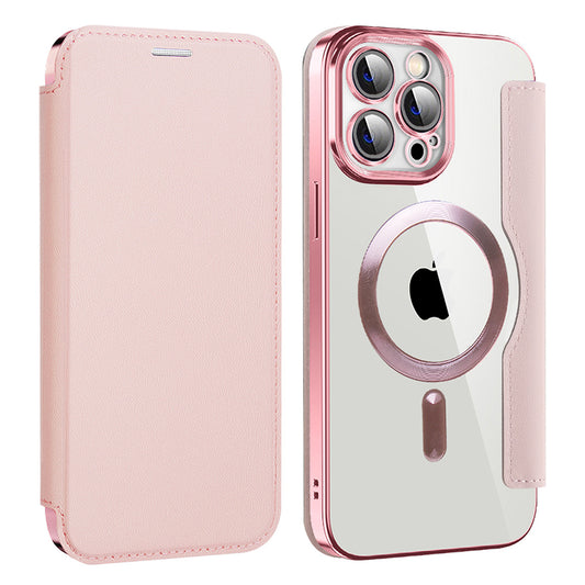 Custodia MagSafe per Apple iPhone 13 Pro, Techsuit, SmartMag Book, Rosa
