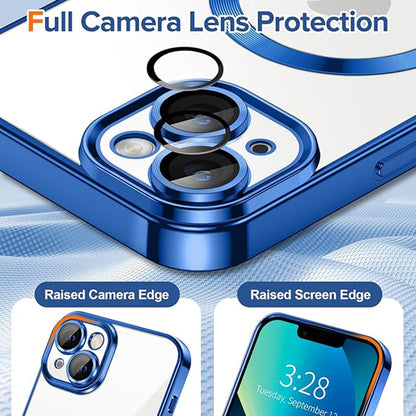 Custodia MagSafe per Apple iPhone 13, Techsuit, Luxury Crystal, Blu Scuro