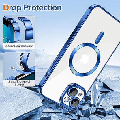 Custodia MagSafe per Apple iPhone 13, Techsuit, Luxury Crystal, Blu Scuro
