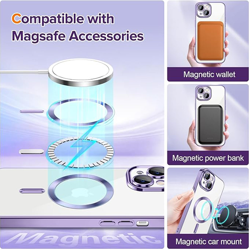 MagSafe Case for Apple iPhone 13, Techsuit, Luxury Crystal, Light Purple