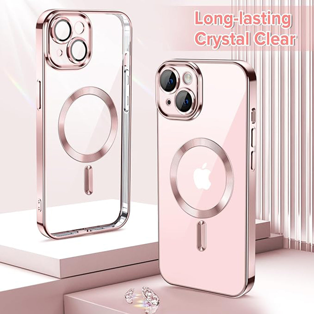 Custodia MagSafe per Apple iPhone 13, Techsuit, Luxury Crystal, Rosa