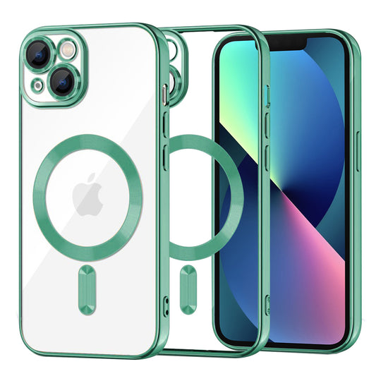 Custodia MagSafe per Apple iPhone 13, Techsuit, Luxury Crystal, Verde Chiaro