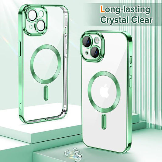 Custodia MagSafe per Apple iPhone 13, Techsuit, Luxury Crystal, Verde Chiaro